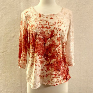 Coldwater Creek pink floral burn-out tee